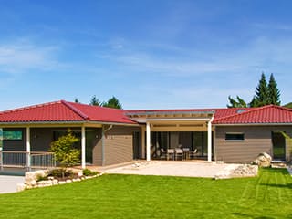 Fertighaus Klassische Bungalow von Bau-Fritz Schlüsselfertig ab 580000€, Bungalow Außenansicht 2