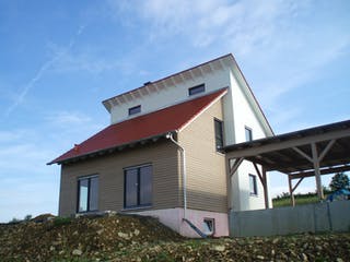 Fertighaus Kleineibstadt von Albert Haus, Pultdachhaus Außenansicht 2