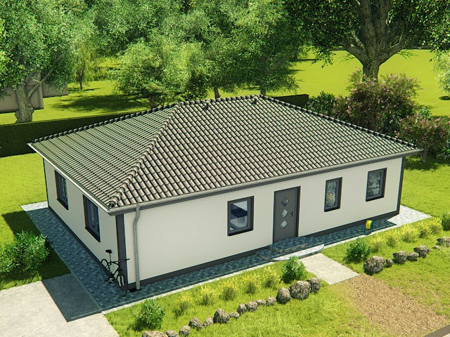 Massivhaus Bungalow 100A von KLINKER HAUS Schlüsselfertig ab 244700€, Bungalow Außenansicht 3