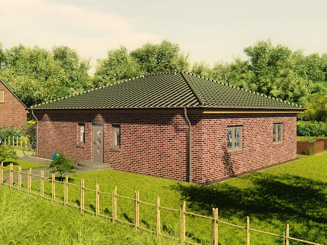 Massivhaus Bungalow 110 von KLINKER HAUS Schlüsselfertig ab 264500€, Bungalow Außenansicht 2