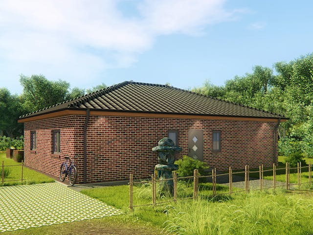 Massivhaus Bungalow 110 von KLINKER HAUS Schlüsselfertig ab 264500€, Bungalow Außenansicht 3