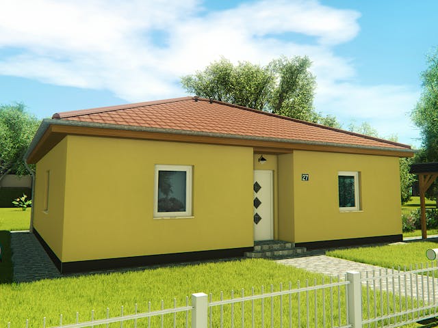 Massivhaus Bungalow 80 von KLINKER HAUS Schlüsselfertig ab 222100€, Bungalow Außenansicht 2