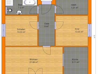 Massivhaus Bungalow 80 von KLINKER HAUS Schlüsselfertig ab 222100€, Bungalow Grundriss 1