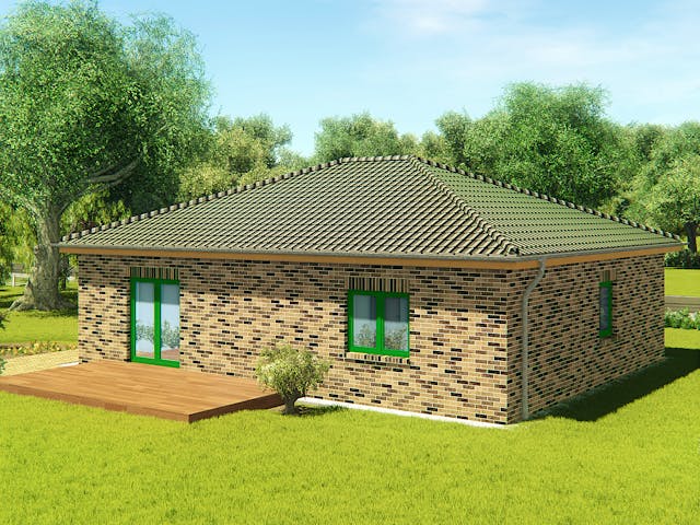 Massivhaus Bungalow 85 von KLINKER HAUS Schlüsselfertig ab 230200€, Bungalow Außenansicht 1 Massivhaus Bungalow 85 von KLINKER HAUS Schlüsselfertig ab 230200€, Bungalow Außenansicht 1