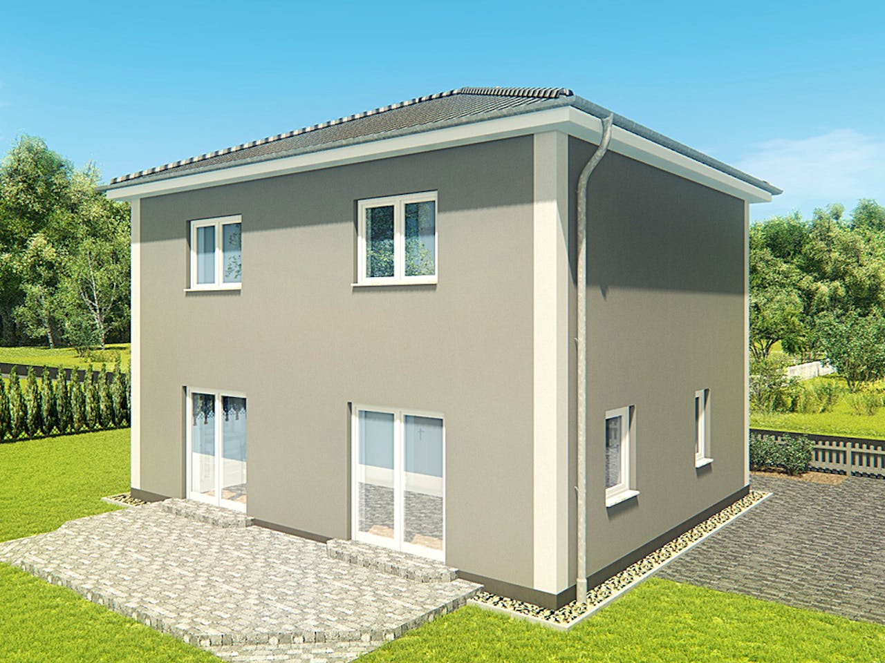 Massivhaus Stadtvilla Grosseto 1 von KLINKER HAUS Schlüsselfertig ab 293400€, Stadtvilla Außenansicht 1