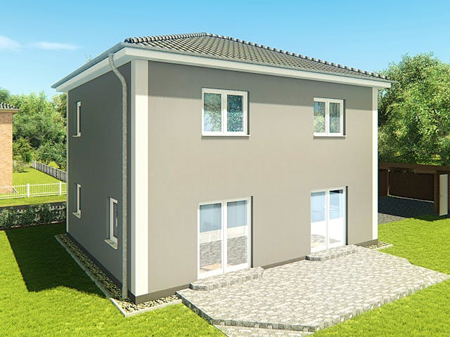 Massivhaus Stadtvilla Grosseto 1 von KLINKER HAUS Schlüsselfertig ab 293400€, Stadtvilla Außenansicht 3