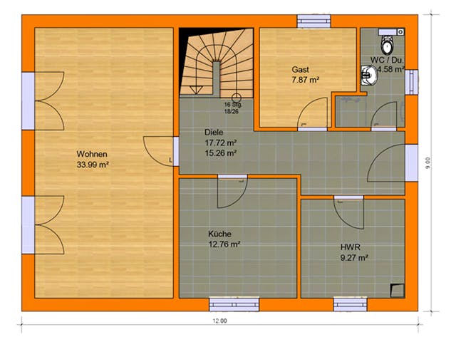Massivhaus Stadtvilla Lucca 5 von KLINKER HAUS Schlüsselfertig ab 375700€, Stadtvilla Grundriss 1 Massivhaus Stadtvilla Lucca 5 von KLINKER HAUS Schlüsselfertig ab 375700€, Stadtvilla Grundriss 1