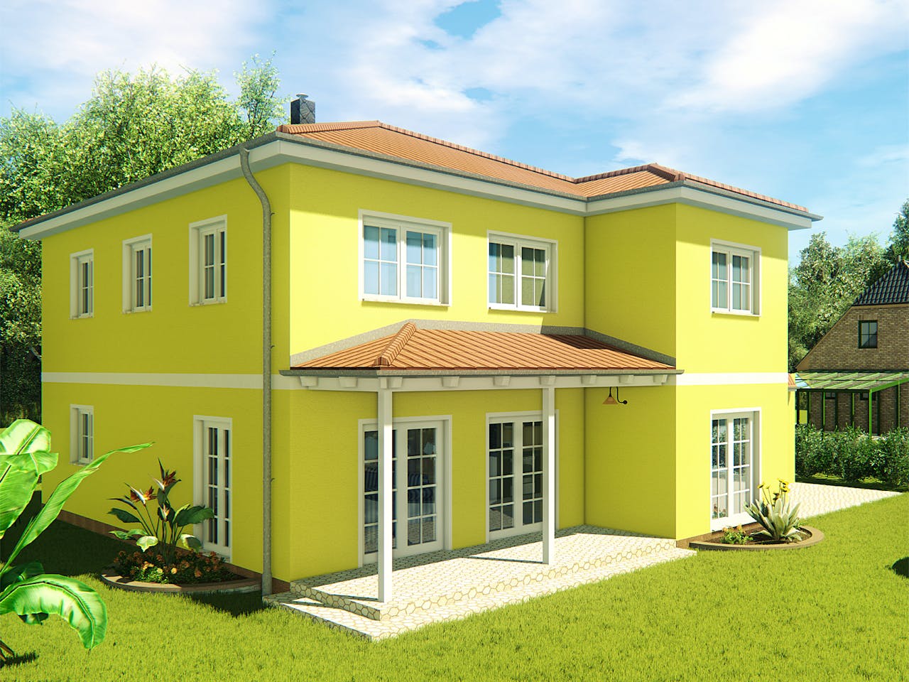 Massivhaus Stadtvilla Vinci 1 von KLINKER HAUS Schlüsselfertig ab 383500€, Stadtvilla Außenansicht 1