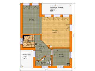 Massivhaus Stadtvilla Vinci 1 von KLINKER HAUS Schlüsselfertig ab 383500€, Stadtvilla Grundriss 1