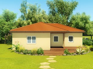 Massivhaus Winkelbungalow 100 von KLINKER HAUS Schlüsselfertig ab 257700€, Bungalow Außenansicht 2