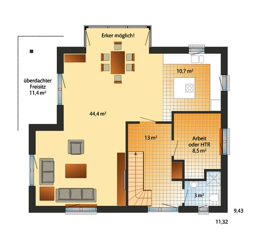 Fertighaus Kolding von Danhaus Schlüsselfertig ab 276815€, Satteldach-Klassiker Grundriss 1