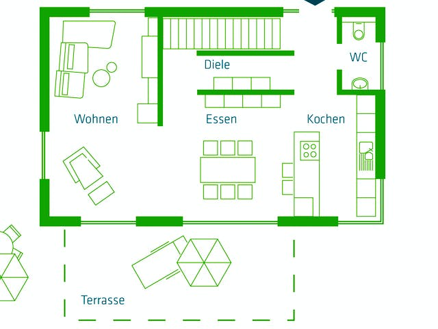 Fertighaus Kompakt von KitzlingerHaus Ausbauhaus ab 270000€, Satteldach-Klassiker Grundriss 2