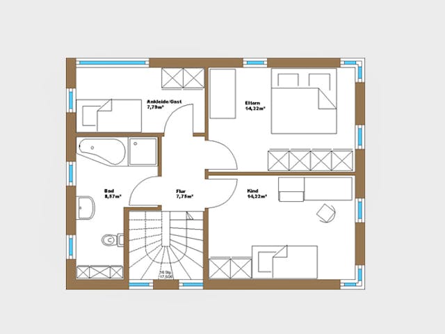 Massivhaus Kompakt von Wagener Systemhausbau Schlüsselfertig ab 249000€, Cubushaus Grundriss 1