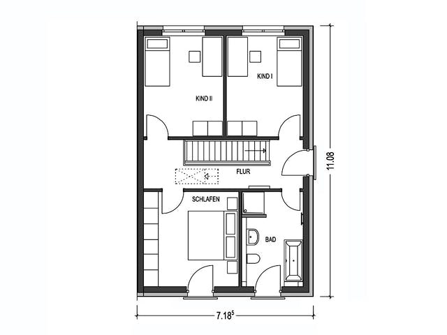 Massivhaus Doppelhaus 2Z553 von KONZEPTHAUS Schlüsselfertig ab 318600€, Stadtvilla Grundriss 2