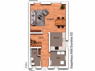 Massivhaus DOPPELHAUS 2S454 von KONZEPTHAUS Schlüsselfertig ab 334000€, Satteldach-Klassiker Grundriss 1