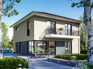 Massivhaus ELEGANZ 2152 von KONZEPTHAUS Schlüsselfertig ab 344100€, Stadtvilla Außenansicht 1