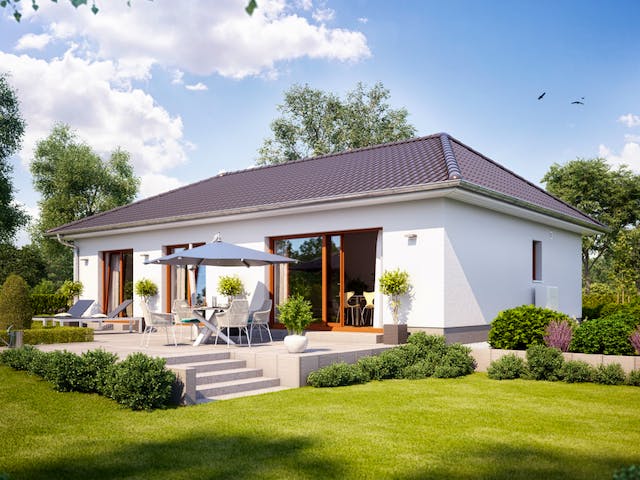 Massivhaus IDEAL 2560 von KONZEPTHAUS Schlüsselfertig ab 269700€, Bungalow Außenansicht 1