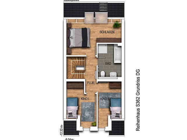 Massivhaus REIHENENDHAUS 2S362 von KONZEPTHAUS Schlüsselfertig ab 292200€, Satteldach-Klassiker Grundriss 2
