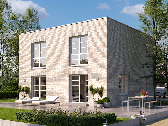 Massivhaus URBAN 2150 von KONZEPTHAUS Schlüsselfertig ab 362600€, Cubushaus Außenansicht 1