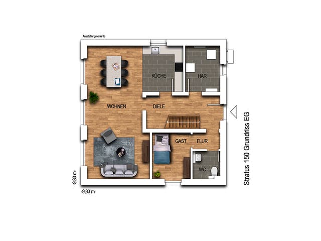 Massivhaus URBAN 2150 von KONZEPTHAUS Schlüsselfertig ab 362600€, Cubushaus Grundriss 1