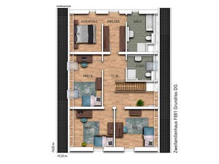 Massivhaus ZWEIFAMILIENHAUS 2881 von KONZEPTHAUS Schlüsselfertig ab 465200€, Satteldach-Klassiker Grundriss 2