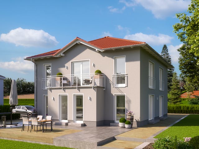 Massivhaus ELEGANZ 2B10 von KONZEPTHAUS Schlüsselfertig ab 374300€, Stadtvilla Außenansicht 1