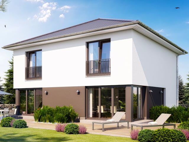 Massivhaus ELEGANZ 2B10 von KONZEPTHAUS Schlüsselfertig ab 374300€, Stadtvilla Außenansicht 2