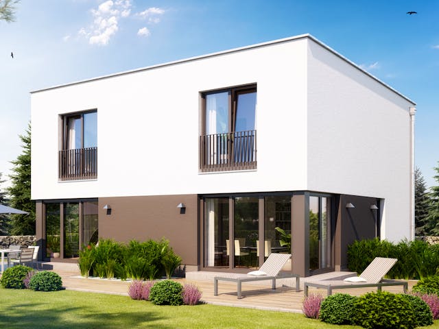Massivhaus ELEGANZ 2B10 von KONZEPTHAUS Schlüsselfertig ab 374300€, Stadtvilla Außenansicht 3