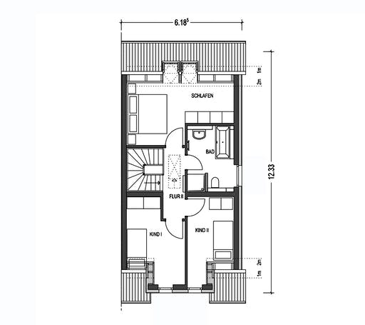 Massivhaus Doppelhaus 2S360 von KONZEPTHAUS Schlüsselfertig ab 313300€, Satteldach-Klassiker Grundriss 2