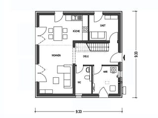 Massivhaus ELEGANZ 2130 von KONZEPTHAUS Schlüsselfertig ab 339600€, Stadtvilla Grundriss 1