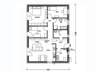 Massivhaus IDEAL 2760 von KONZEPTHAUS Schlüsselfertig ab 276200€, Bungalow Grundriss 1