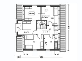 Massivhaus KLASSIK 2710 von KONZEPTHAUS Schlüsselfertig ab 355300€, Satteldach-Klassiker Grundriss 2