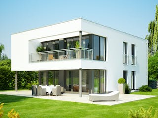 Massivhaus URBAN 2730 von KONZEPTHAUS Schlüsselfertig ab 498700€, Cubushaus Außenansicht 1