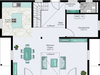 Fertighaus Kopenhagen von STREIF Haus, Pultdachhaus Grundriss 1