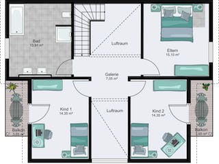 Fertighaus Kopenhagen von STREIF Haus, Pultdachhaus Grundriss 2