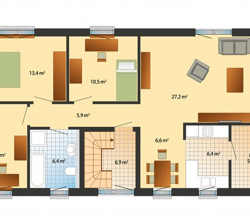 Fertighaus Kopenhagen von Danhaus Schlüsselfertig ab 328775€, Satteldach-Klassiker Grundriss 1