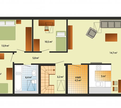 Fertighaus Kopenhagen von Danhaus Schlüsselfertig ab 328775€, Satteldach-Klassiker Grundriss 2
