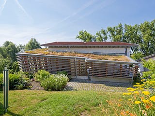 Fertighaus Baumann von Korte Holzbau, Pultdachhaus Außenansicht 5