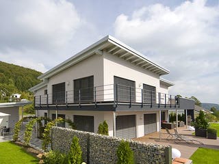 Fertighaus Breitinger von Korte Holzbau, Pultdachhaus Außenansicht 4