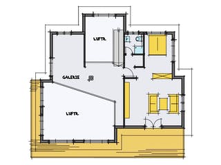 Fertighaus Breitinger von Korte Holzbau, Pultdachhaus Grundriss 2