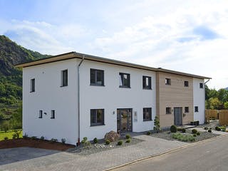 Fertighaus Golczuk von Korte Holzbau, Pultdachhaus Außenansicht 1