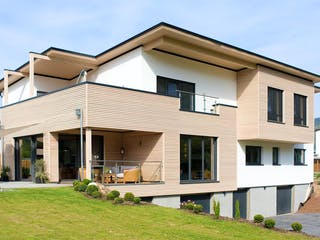 Fertighaus Golczuk von Korte Holzbau, Pultdachhaus Außenansicht 3