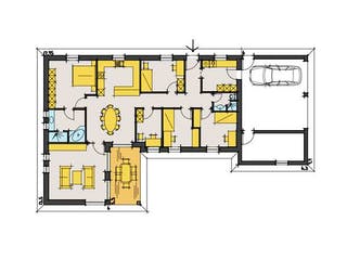 Fertighaus Lorenzen von Korte Holzbau, Bungalow Grundriss 1