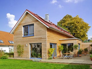 Fertighaus Schneider von Korte Holzbau, Satteldach-Klassiker Außenansicht 1