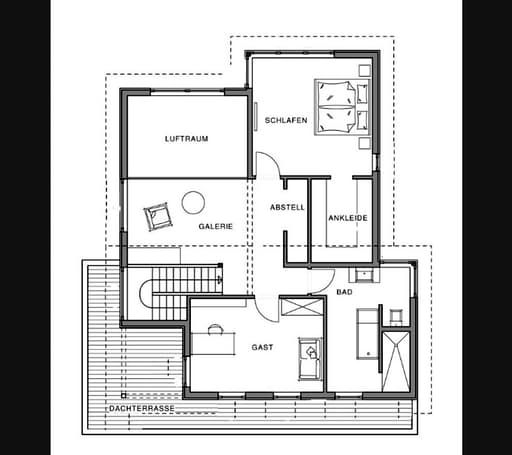 Fertighaus Kubistische Villa von Meisterstück-HAUS, Pultdachhaus Grundriss 1