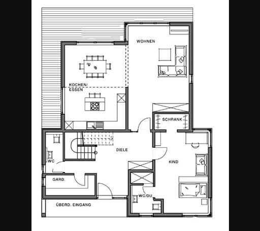 Fertighaus Kubistische Villa von Meisterstück-HAUS, Pultdachhaus Grundriss 2