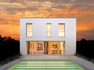 Fertighaus Kubus 136 von Die HausManufaktur Schlüsselfertig ab 224000€, Cubushaus Außenansicht 1