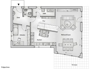 Massivhaus Kubus 25.87 von hebelHAUS Schlüsselfertig ab 340000€, Cubushaus Grundriss 1
