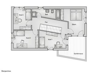 Massivhaus Kubus 25.87 von hebelHAUS Schlüsselfertig ab 340000€, Cubushaus Grundriss 2