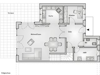 Massivhaus Kubus 55.22 von hebelHAUS Schlüsselfertig ab 280000€, Cubushaus Grundriss 1